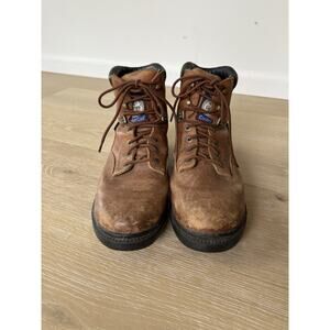 GEORGIA Boots Men Sz 10 Wide Brown Leather Farm Ranch FlexPoint Waterproof Work